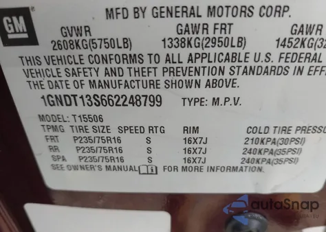 2006 Chevrolet Trailblazer Ls from USA, damaged, VIN 1GNDT13S662248799